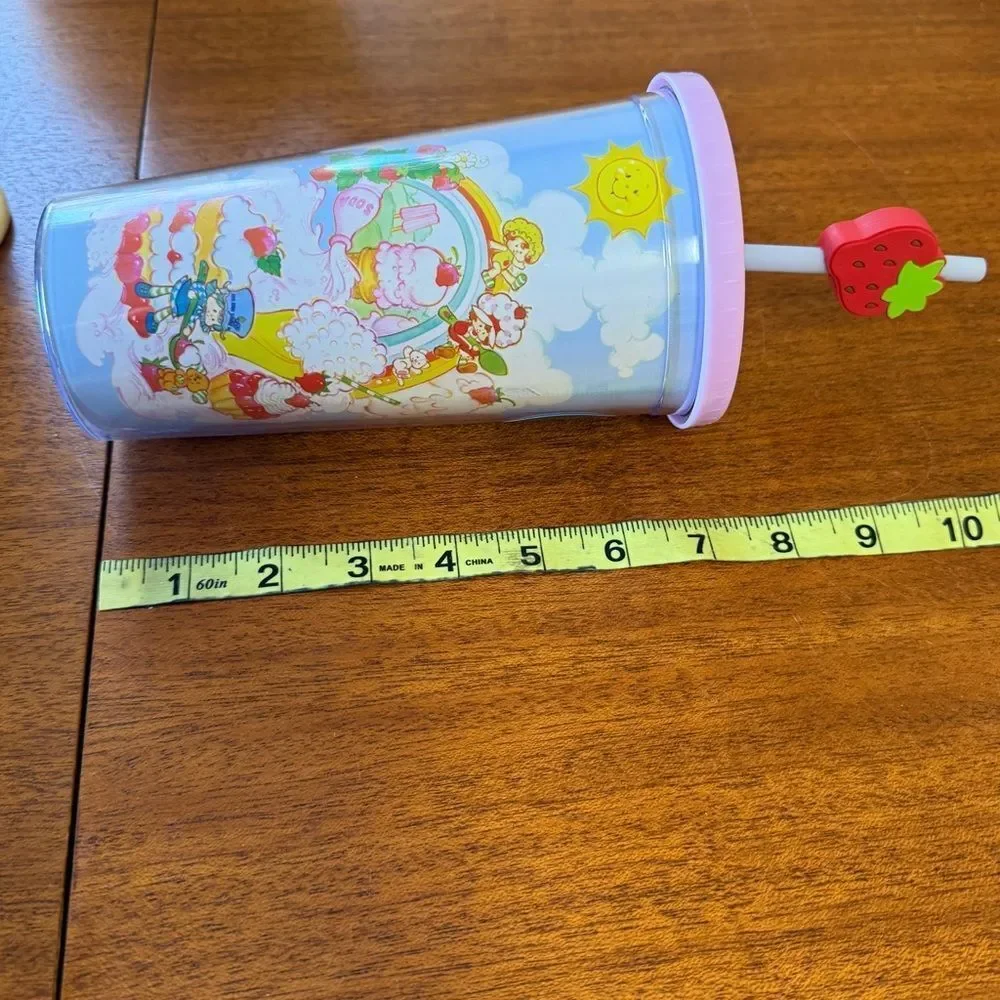 Mad Engine 24 Oz. Strawberry Shortcake Tumbler Rainbow Ice Cream Pink Straw